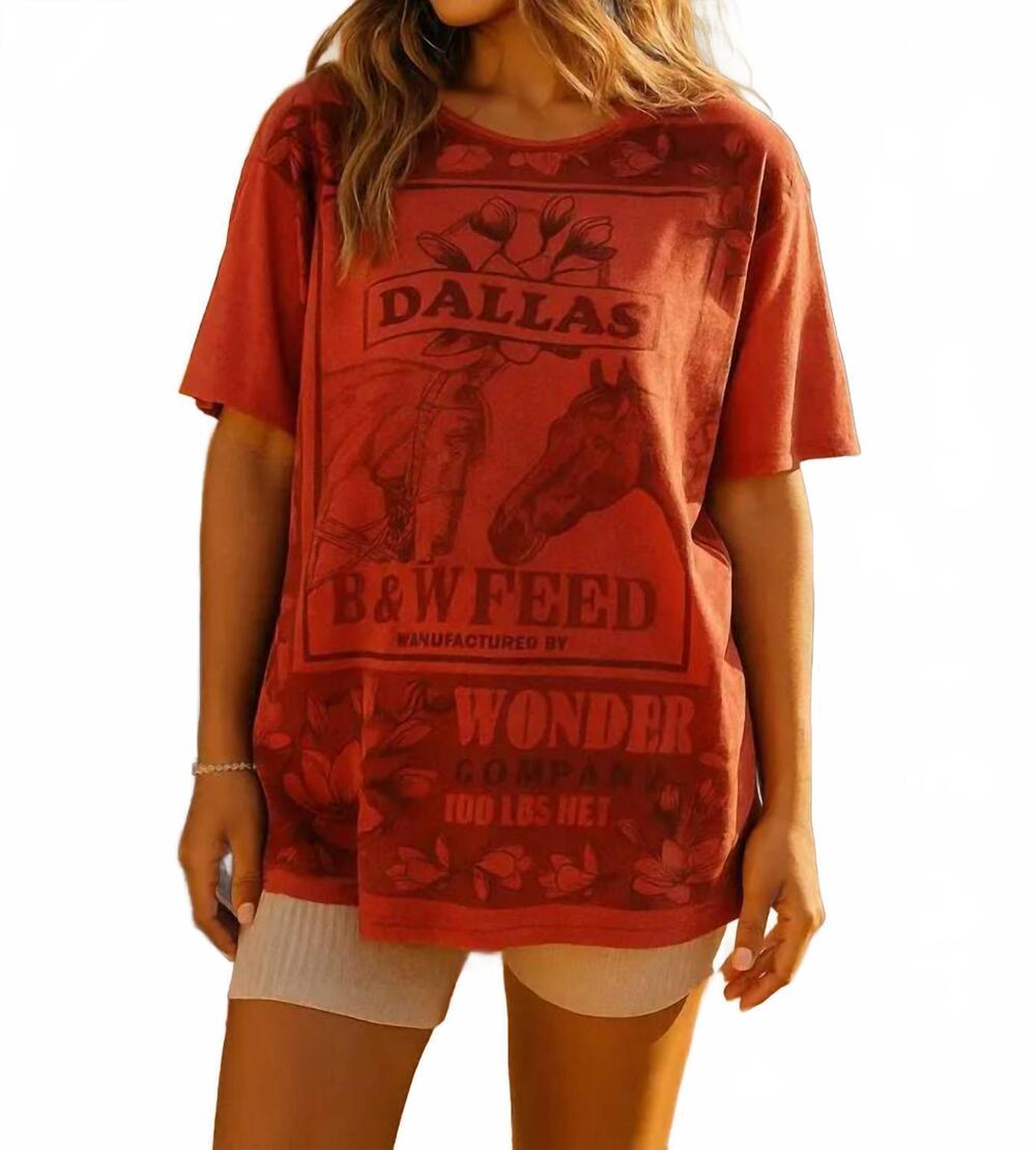 NEW THE NU VINTAGE women's dallas feed tee in red
